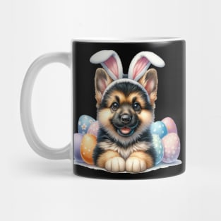 Puppy German Shepherd Bunny Ears Easter Eggs Happy Easter Mug